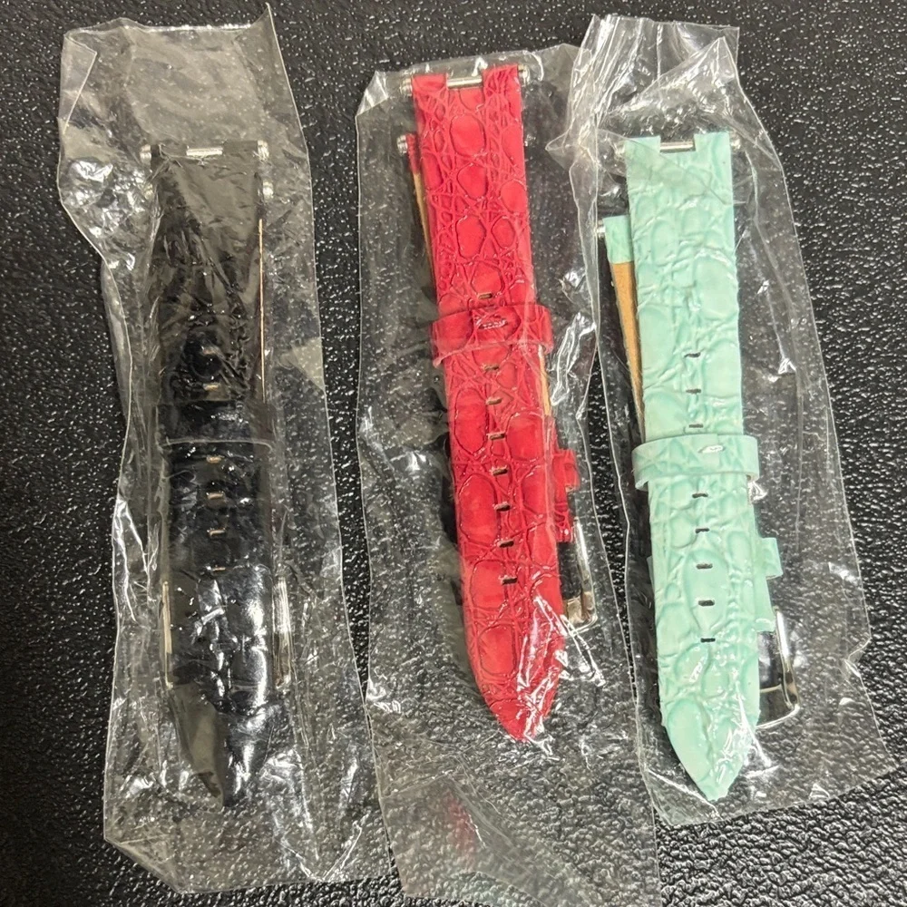 Invicta 18mm Black Red Mint Green Alligator Leather Watch Band Silver Buckle